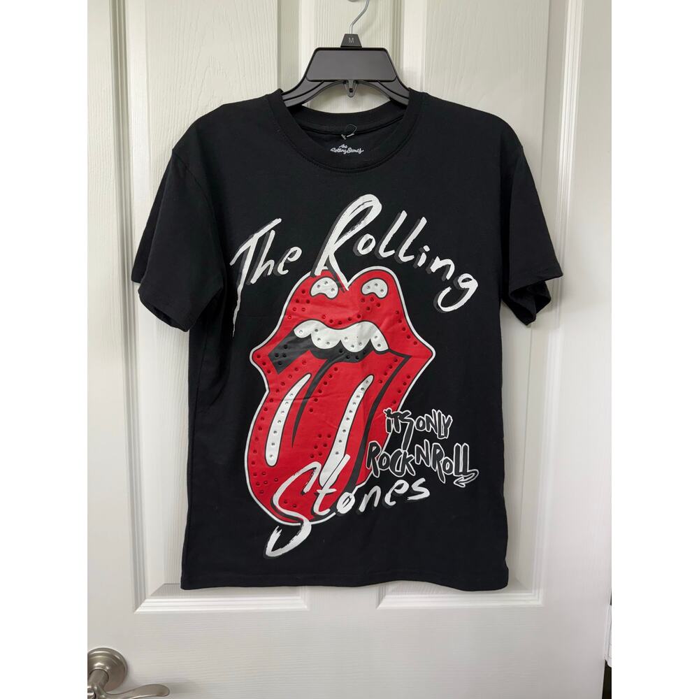 Rolling Stones black tshirt new medium beaded bejeweled
